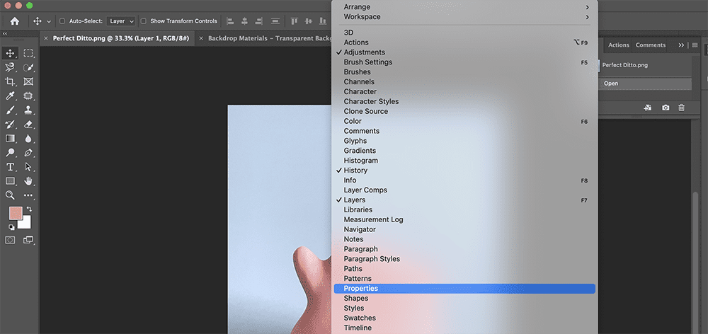 How To Make Transparent Background on Photoshop - Select Properties