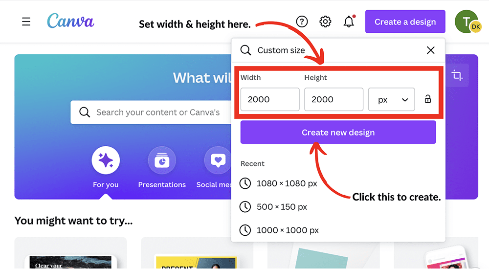 Set Canva Dimensions