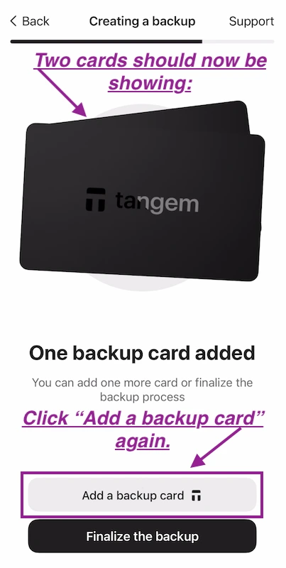 1 Tangem backup card added