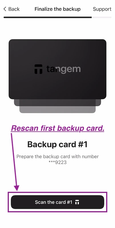 Finalise Tangem Backup Card 1