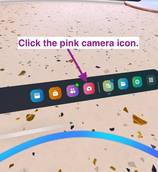 click pink camera Icon to cast meta quest 3