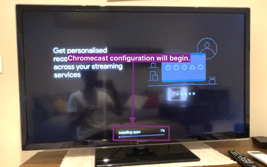 Chromecast setup configuration will begin