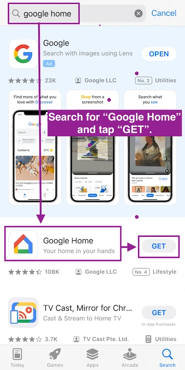 chromecast setup google home on app store